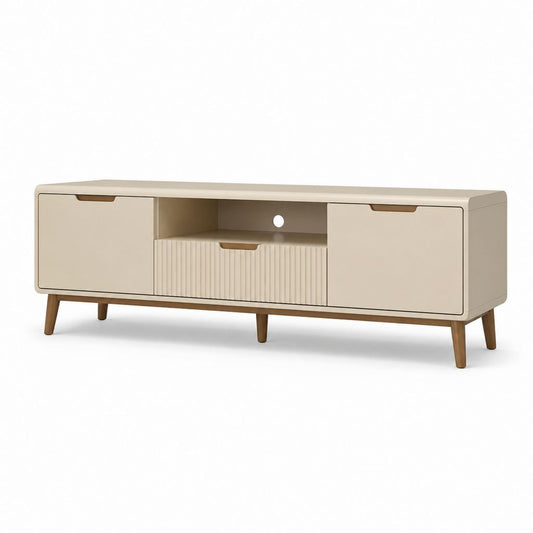TV Lowboard Creme MDF Massivholz rechteckig 160 x 40 x 60 cm