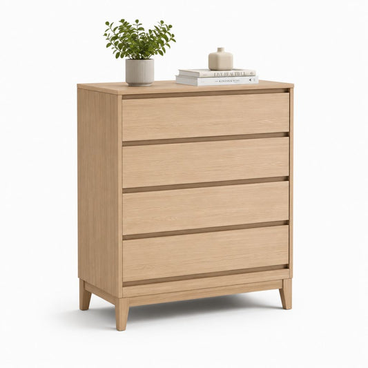 Kommode mit 4 Schubladen Eiche Dekor rechteckig 80 x 40 x 100 cm
