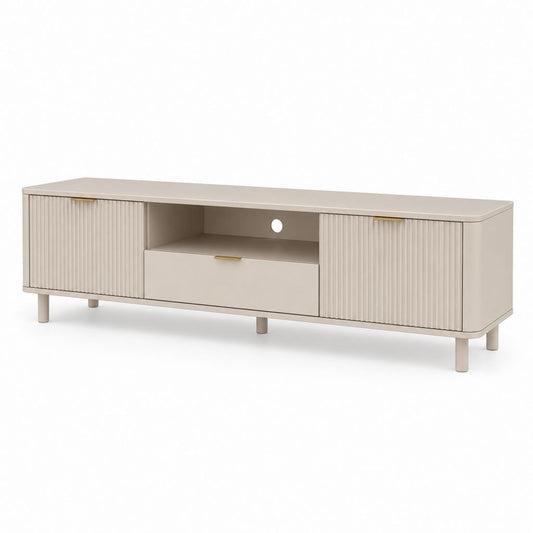 TV-Lowboard Beige aus MDF rechteckig 180 x 40 x 60 cm mit 2 Türen Schublade und Kabeldurchführung