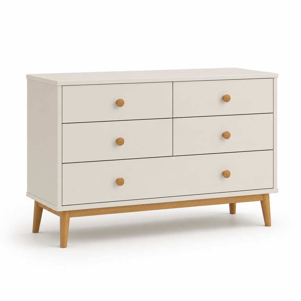Kommode mit 6 Schubladen Weiß MDF und Kiefernholz rechteckig 120 x 40 x 80 cm