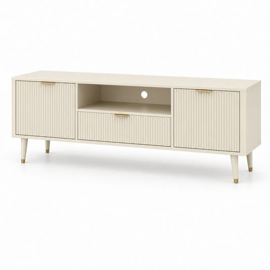 TV-Lowboard Cremeweiß MDF rechteckig mit 2 Türen 160 x 40 x 60 cm